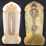 Antique Louis XVI or Empire Style Desktop Thermometer Stand, Gilt Bronze & White Alabaster