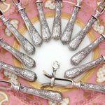 Antique French Rococo Sterling Silver 12pc Manche a Gigot or Lamb Chop Serving Implement Set