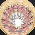 Antique French Rococo Sterling Silver 12pc Manche a Gigot or Lamb Chop Serving Implement Set