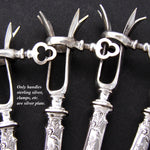 Antique French Rococo Sterling Silver 12pc Manche a Gigot or Lamb Chop Serving Implement Set
