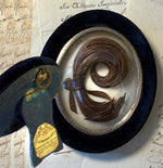 Antique French Hair Art Mourning or Memento in Silk Velvet Easel Back Frame, Lemonnier Maker