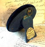Antique French Hair Art Mourning or Memento in Silk Velvet Easel Back Frame, Lemonnier Maker