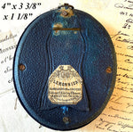 Antique French Hair Art Mourning or Memento in Silk Velvet Easel Back Frame, Lemonnier Maker
