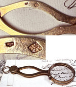 Antique Hinged Pinch Lorgnette in 18k Gold on Sterling Silver, Napoleon Era c.1809 - 1819 Mark