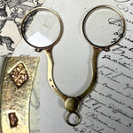 Antique Hinged Pinch Lorgnette in 18k Gold on Sterling Silver, Napoleon Era c.1809 - 1819 Mark