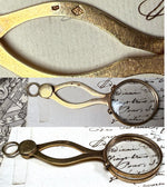 Antique Hinged Pinch Lorgnette in 18k Gold on Sterling Silver, Napoleon Era c.1809 - 1819 Mark
