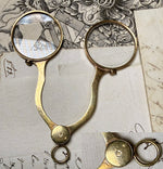 Antique Hinged Pinch Lorgnette in 18k Gold on Sterling Silver, Napoleon Era c.1809 - 1819 Mark
