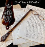 Fine Antique French Opera Lorgnette in Tortoise Shell with Seed Pearl Monogram and Crown