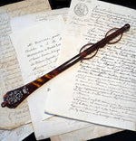 Fine Antique French Opera Lorgnette in Tortoise Shell with Seed Pearl Monogram and Crown