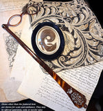 Fine Antique French Opera Lorgnette in Tortoise Shell with Seed Pearl Monogram and Crown