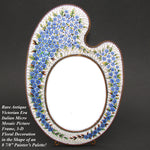 Antique Victorian to Edwardian Micromosaic 9" Picture Frame, Micro Mosaic, Painter's Palette Shape