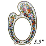 Antique Victorian to Edwardian Micromosaic 5.5" Picture Frame, Micro Mosaic, Painter's Palette Shape