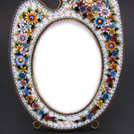 Antique Victorian to Edwardian Micromosaic 5.5" Picture Frame, Micro Mosaic, Painter's Palette Shape