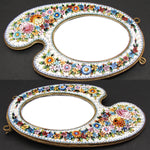 Antique Victorian to Edwardian Micromosaic 5.5" Picture Frame, Micro Mosaic, Painter's Palette Shape