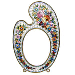 Antique Victorian to Edwardian Micromosaic 5.5" Picture Frame, Micro Mosaic, Painter's Palette Shape