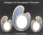 Antique Victorian to Edwardian Micromosaic 5.5" Picture Frame, Micro Mosaic, Painter's Palette Shape