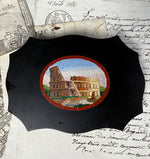 Antique 19th Century Italian Grand Tour Micro Mosaic Paperweight Plaque with Roman Coliseum