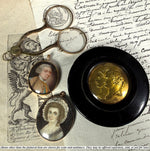 Fine Georgian English Portrait Miniature Lady in Bonnet, 15k Bracelet Clasp Mount Pendant Conversion