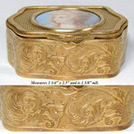 Antique French Napoleon III Bronze Jewelry Casket, Box, Portrait Miniature of Blue Eyed Beauty