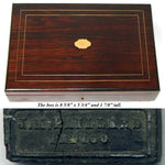 Antique French J.M. Paillard Watercolor Aquarelle Painting Artist's Box, Inlaid Rosewood Chest