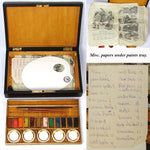 Antique French J.M. Paillard Watercolor Aquarelle Painting Artist's Box, Inlaid Rosewood Chest