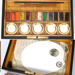 Antique French J.M. Paillard Watercolor Aquarelle Painting Artist's Box, Inlaid Rosewood Chest