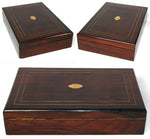 Antique French J.M. Paillard Watercolor Aquarelle Painting Artist's Box, Inlaid Rosewood Chest