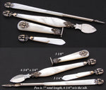 Antique French 4pc Writer's Set, Mother of Pearl & Crown Topped Cross of Lorraine Emblems, Original Box