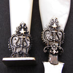 Antique French 4pc Writer's Set, Mother of Pearl & Crown Topped Cross of Lorraine Emblems, Original Box