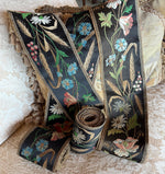 Antique 5+" x 10 Feet Long French Loomed Cotton and Silk Embroidered Ribbon Trim, Make or Trim Pillows
