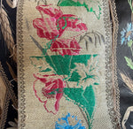 Antique 5+" x 10 Feet Long French Loomed Cotton and Silk Embroidered Ribbon Trim, Make or Trim Pillows