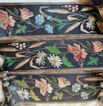 Antique 5+" x 10 Feet Long French Loomed Cotton and Silk Embroidered Ribbon Trim, Make or Trim Pillows