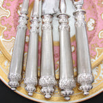 Antique French Sterling Silver 5pc Serving Utensil Set, Meat Carving & Salad Service, Orig. Box