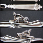 Antique French Sterling Silver 5pc Serving Utensil Set, Meat Carving & Salad Service, Orig. Box