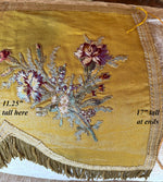 Superb 4' x 18" Antique Catholic Alter Cloth, Silk Embroidery and 59" of Gold Metallic 3" Fringe