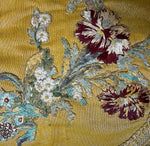 Superb 4' x 18" Antique Catholic Alter Cloth, Silk Embroidery and 59" of Gold Metallic 3" Fringe