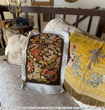 Superb 4' x 18" Antique Catholic Alter Cloth, Silk Embroidery and 59" of Gold Metallic 3" Fringe