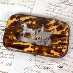 Antique Dutch Tortoise Shell Cigar Case, Silk Lined - Mid- 1800s Tortoiseshell, Silver Carriage & Horse