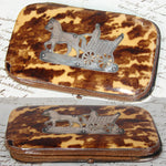 Antique Dutch Tortoise Shell Cigar Case, Silk Lined - Mid- 1800s Tortoiseshell, Silver Carriage & Horse