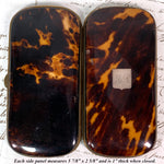 Fine Antique 1870s French Cigar Case,Tortoise Shell, Silver Cartouche - Tortoiseshell