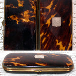 Fine Antique 1870s French Cigar Case,Tortoise Shell, Silver Cartouche - Tortoiseshell