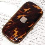 Fine Antique 1870s French Cigar Case,Tortoise Shell, Silver Cartouche - Tortoiseshell
