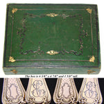 Elegant Antique French Vermeil Gold Plated Solid Silver 12pc Teaspoon Set, Gilt Embossed Box