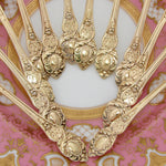 Elegant Antique French Vermeil Gold Plated Solid Silver 12pc Teaspoon Set, "Cafe" Inlaid Rosewood Box