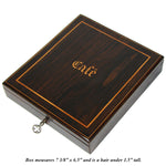Elegant Antique French Vermeil Gold Plated Solid Silver 12pc Teaspoon Set, "Cafe" Inlaid Rosewood Box