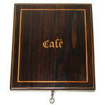 Elegant Antique French Vermeil Gold Plated Solid Silver 12pc Teaspoon Set, "Cafe" Inlaid Rosewood Box