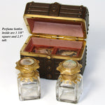 Antique Grand Tour Souvenir Perfume Casket, Two Eglomise Parisian Scene Scents