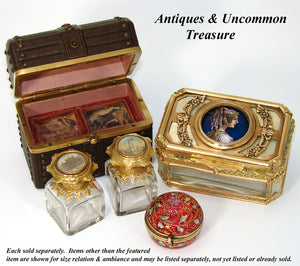 Antique Grand Tour Souvenir Perfume Casket, Two Eglomise Parisian Scene Scents