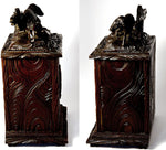 Delightful & Rare Antique Black Forest Carved 10" Chest, Cabinet, Box: Animalier Style FOX in Trap