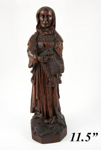 Antique Carved Wood Saint Figure from 16th-18th c. Altarpiece, Northern European